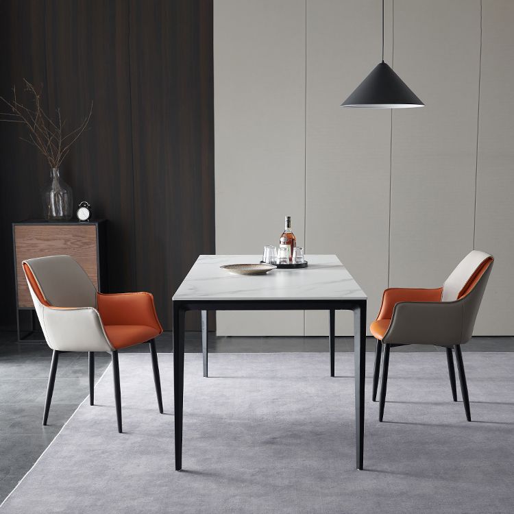 Modern Dinette Set 1/3/4 Pieces Rectangle White Sintered Stone Top Dining Table Set Clearhalo 'Dining Room Sets' 'Dining Tables & Seating' 'dining_room_set' 'furn' 'furn_dining_room_set' 'Furniture' 'furniture_dining_room_set' 'Kitchen & Dining Furniture' 1200x1200_fde401aa-66b6-4edf-9e41-ca085488b9ae