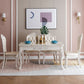 White Color Rectangle Marble Fixed Dinner Table with 4 Legs for Dining Room