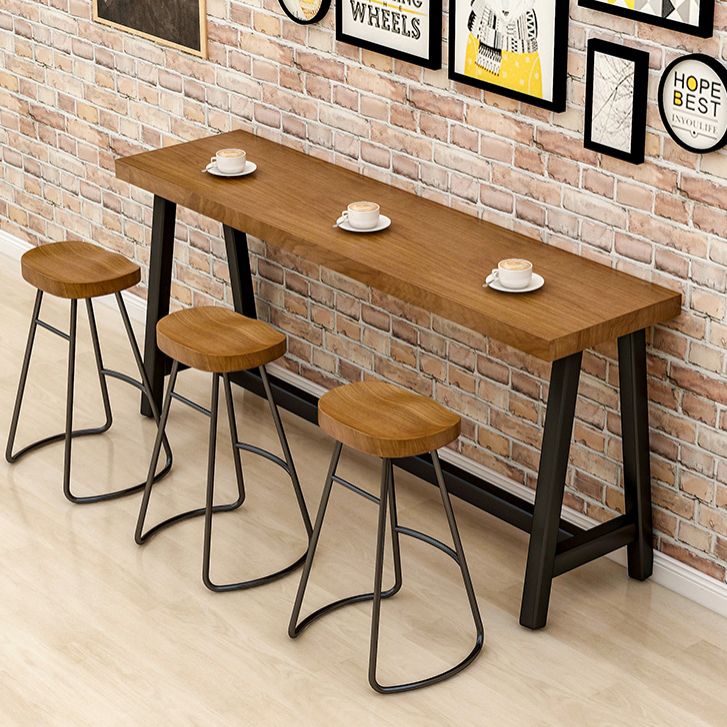 Contemporary Rectangle Bar Dining Table Wood Trestle Bar Height Table 42-Inch Top Clearhalo 'Bar Furniture' 'Bar Tables' 'bar_tables' 'furn' 'furn_bar_tables' 'Furniture' 'furniture_bar_tables' 'Kitchen & Dining Furniture' 'kitchen&dining_furn' 'kitchen' 1200x1200_fde6f0fb-aaac-4798-951a-a7c3a5f766e5