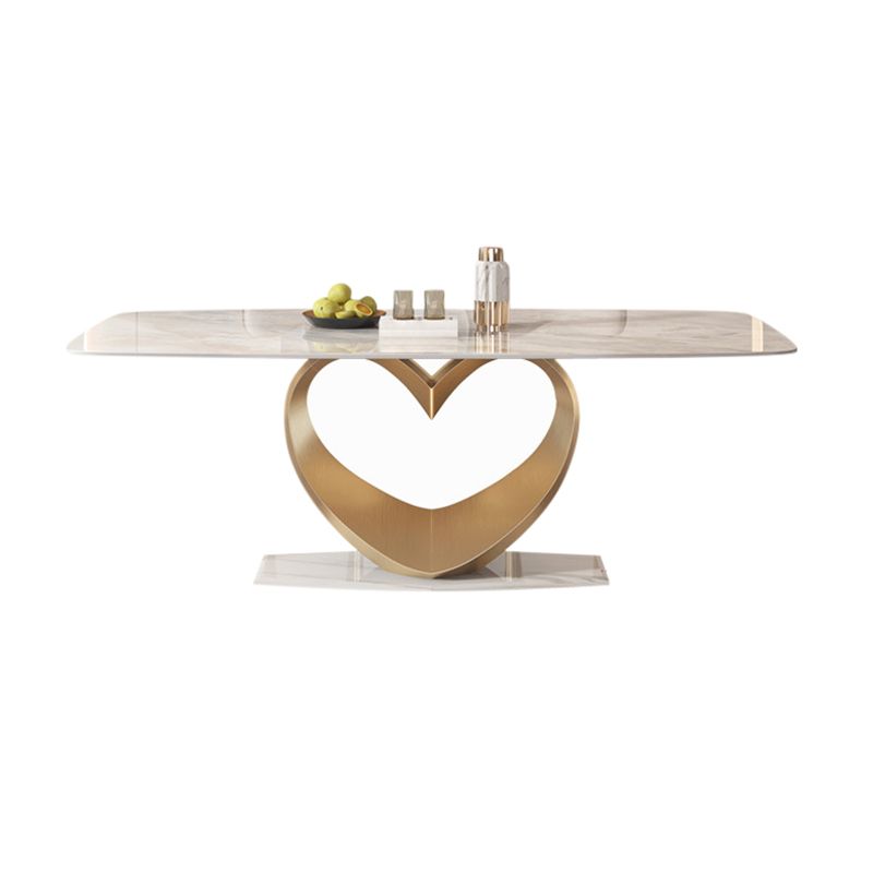 Mesa de comedor Glam de piedra sinterizada, mesa rectangular para cocina