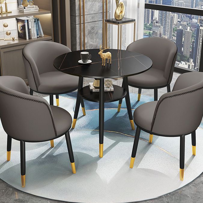 Traditional Luxury Dining Table Round Sintered Stone Table with Black Frame Clearhalo ' dining_table' 'Dining Tables & Seating' 'Dining Tables' 'furn' 'furn_dining_table' 'Furniture' 'furniture_dining_table' 'Kitchen & Dining Furniture' 'kitchen&dining_furn' 'kitchen' 'kitchen_dining_table' 1200x1200_fde99f05-49f4-4813-9830-5df1912604b6