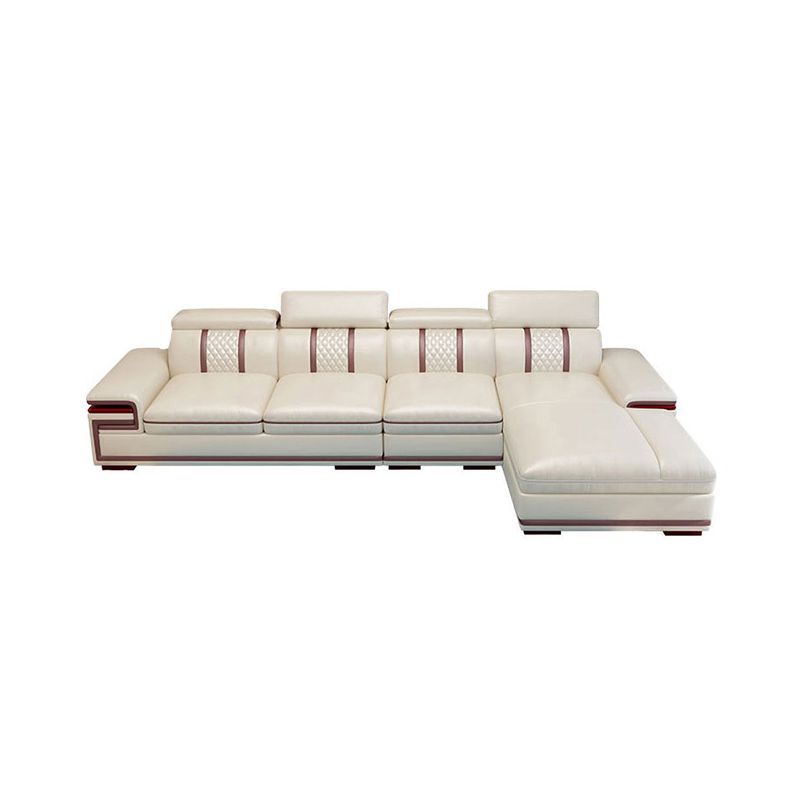 Glam Style Sectional Solid Wood Frame White Built-in Armrest Cushioning Backrest Sofa