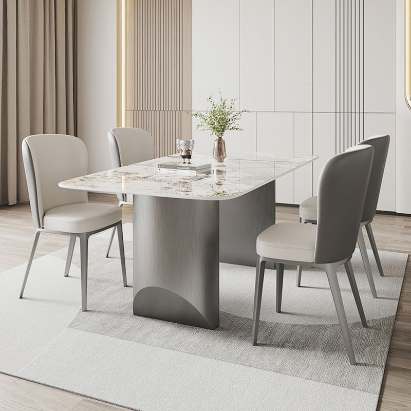 Contemporary Dining Set 1/5/7 Pcs Sintered Stone Dining Table with Upholstered Chairs Clearhalo 'Dining Room Sets' 'Dining Tables & Seating' 'dining_room_set' 'furn' 'furn_dining_room_set' 'Furniture' 'Kitchen & Dining Furniture' 1200x1200_fdea19a2-0946-4724-8537-51b2cbdb1190