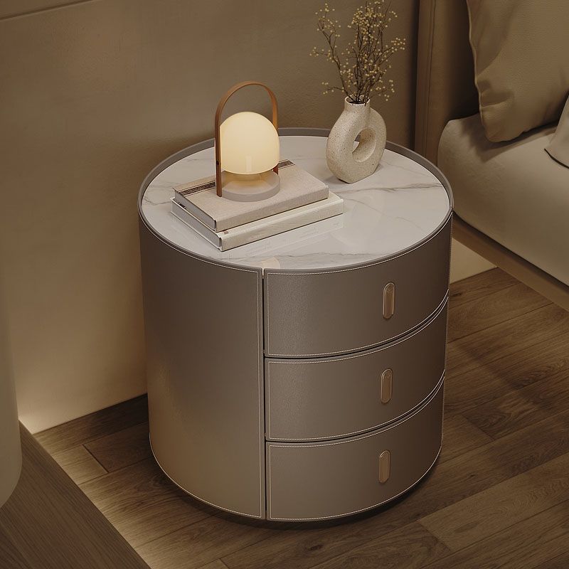 Contemporary Night Table Stone Accent Table Nightstand with 3 Drawers for Home Clearhalo 'Bedroom Furniture' 'furn' 'furn_night_stand' 'Furniture' 'night_stand' 'Nightstands' 1200x1200_fdeaa6c6-9de8-449a-95cc-d4171ff55d98