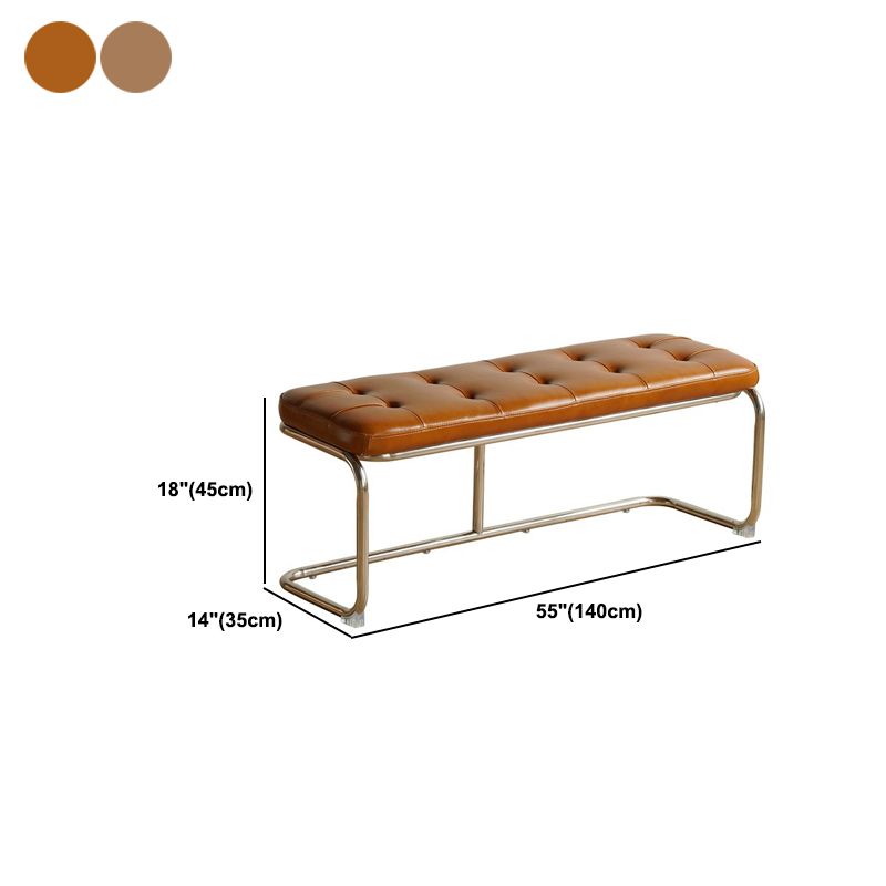 Rectangle 13.8" Wide Brown Bench Cushioned Upholstered Entryway Bench Clearhalo 'Benches' 'Chairs & Seating' 'furn' 'furn_benches' 'Furniture' 'Living Room Furniture' 1200x1200_fdeac526-581a-4b50-ad23-c63e904efa02
