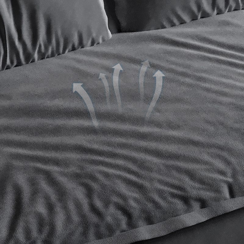 Stain-Resistant Dark Gray Contemporary Square Arm Solid Wood Sofa