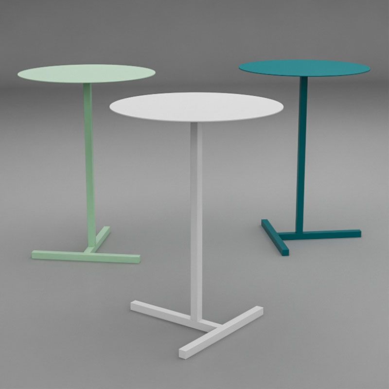 Round Abstract Base Design Metal Side Table Medieval Modern Style