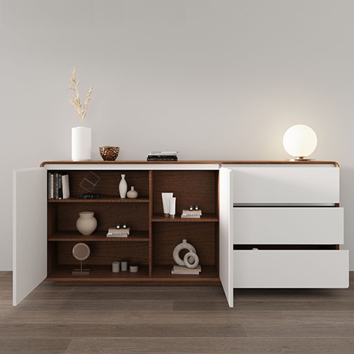3-Drawer Engineered Wood Sideboard Modern Credenza with Stone Countertop for Living Room Clearhalo 'buffet_sideboard' 'Buffets & Sideboards' 'furn' 'furn_buffet_sideboard' 'Furniture' 'furniture_buffet_sideboard' 'Kitchen & Dining Furniture' 1200x1200_fded529e-7d96-44f3-b032-b2e3e5d6d5fc