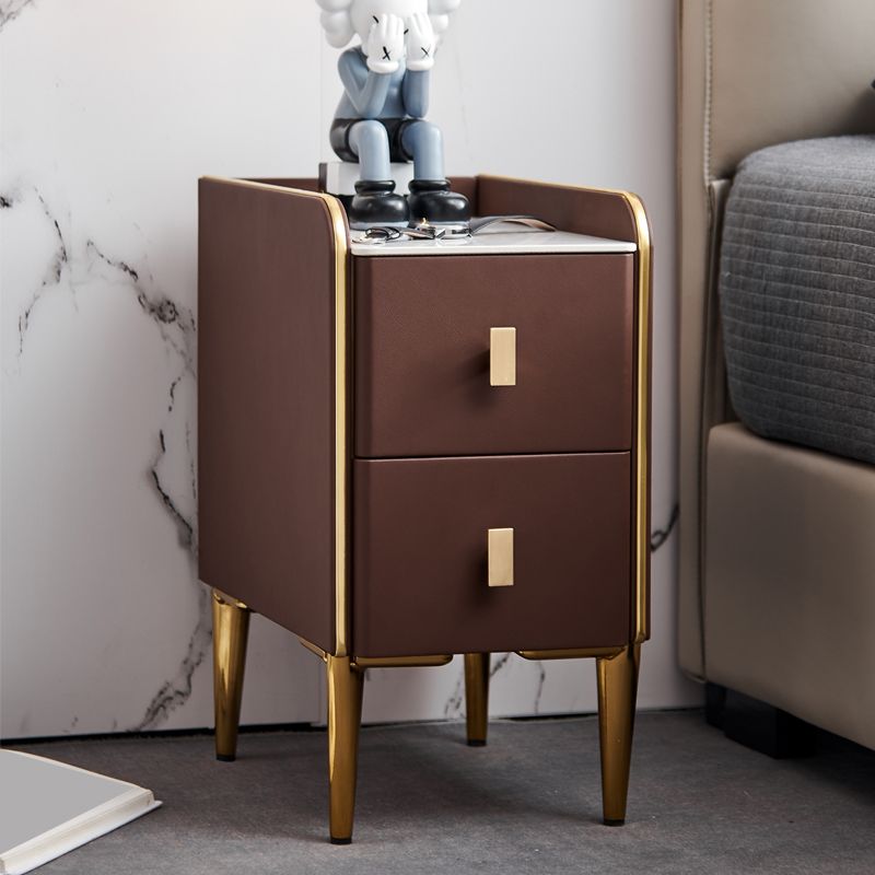 Stone Top Glam Bed Nightsand Stand Night-Artwer 20 pulgadas de madera sólida de madera sólida con piernas