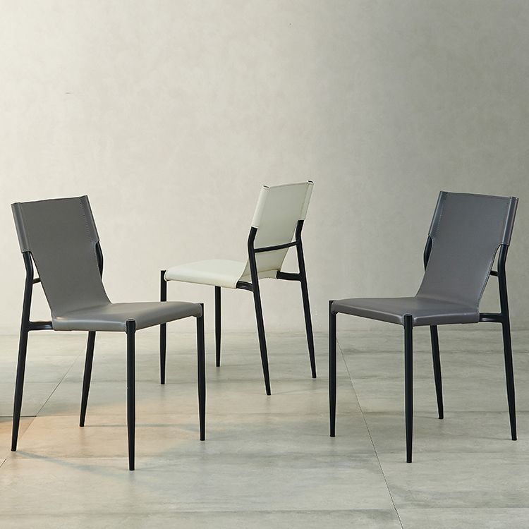 Minimalist Style Leather Dining Side Chair Armless Solid Back Chairs for Kitchen Clearhalo 'Dining Chairs' 'Dining Tables & Seating' 'dining_chair' 'furn' 'furn_dining_chair' 'Furniture' 'Kitchen & Dining Furniture' 1200x1200_fdf38e76-5e96-48da-8271-d2a0dd2510da