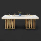 Glam Faux Marble Dining Table Dining Rectangle Table with Metal Legs for Home Clearhalo 'Dining Tables & Seating' 'Dining Tables' 'dining_table' 'furn' 'furn_dining_table' 'Furniture' 'Kitchen & Dining Furniture' 1200x1200_fdf3c350-db1a-4fcf-883f-b23b892f2320