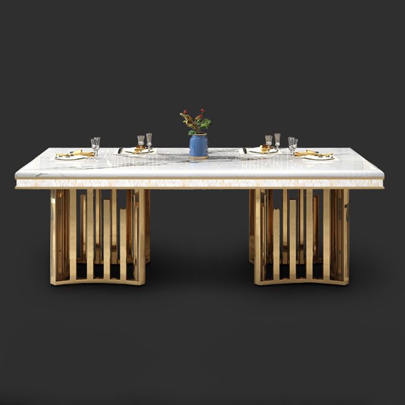 Glam Faux Marble Dining Table Dining Rectangle Table with Metal Legs for Home Clearhalo 'Dining Tables & Seating' 'Dining Tables' 'dining_table' 'furn' 'furn_dining_table' 'Furniture' 'Kitchen & Dining Furniture' 1200x1200_fdf3c350-db1a-4fcf-883f-b23b892f2320