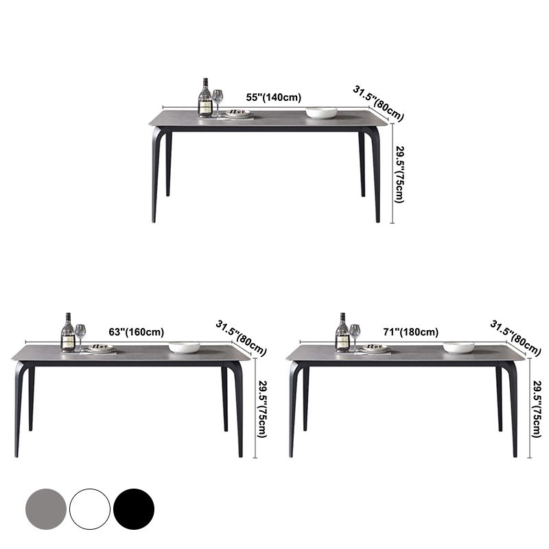Contemporary Rectangle Dining Table Sintered Stone Dining Table with 4 Black Legs Clearhalo ' dining_table' 'Dining Tables & Seating' 'Dining Tables' 'furn' 'furn_dining_table' 'Furniture' 'furniture_dining_table' 'Kitchen & Dining Furniture' 'kitchen&dining_furn' 'kitchen' 'kitchen_dining_table' 1200x1200_fdf4c2d7-d501-4b54-836e-f5d195288115