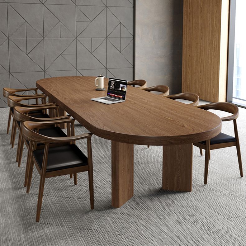 29 "h scrivania di scrittura contemporanea ovale in legno in legno marrone scrivania