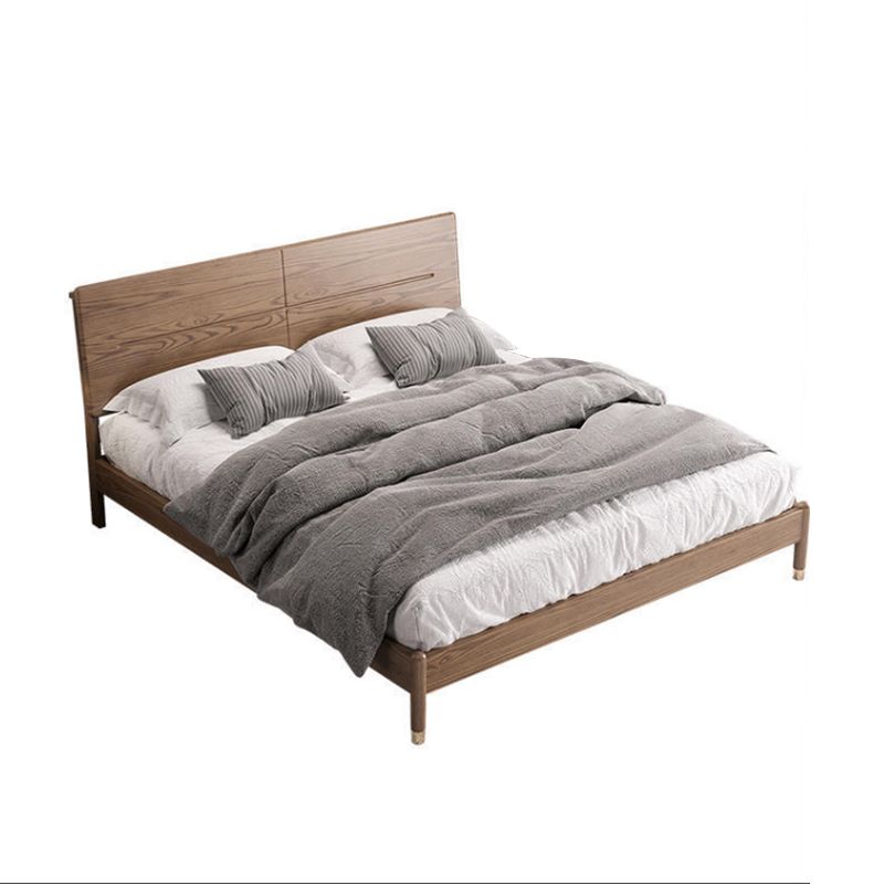 Mid-Century Modern Solid Wood Bed with Rectangular Headboard Bed Frame Clearhalo 'Bedroom Furniture' 'Beds' 'furn' 'furn_beds' 'Furniture' 1200x1200_fdf70f04-c193-44d7-915b-704473d62201