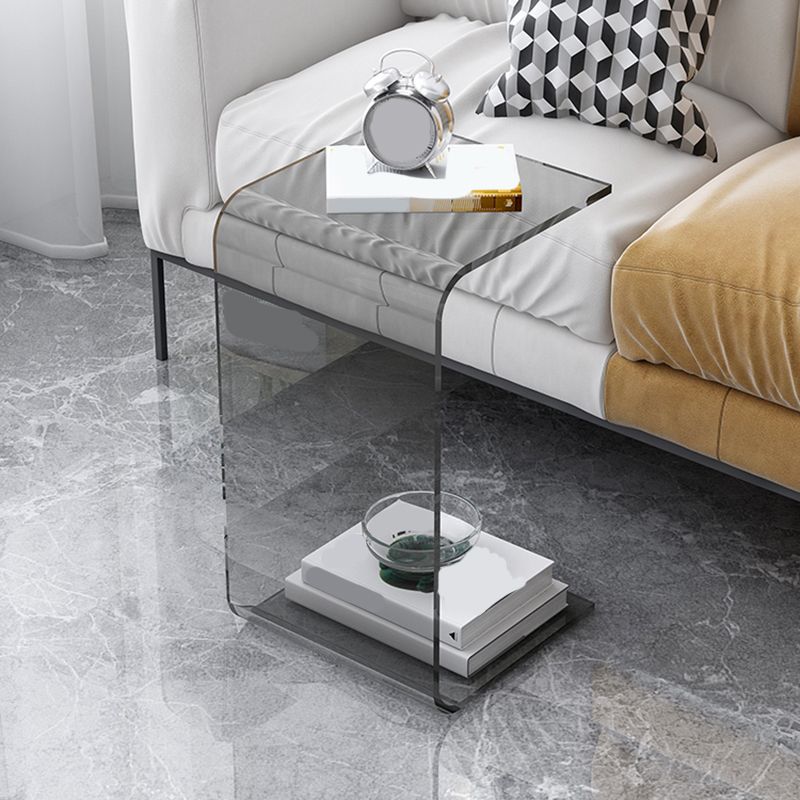 Acrylic Sofa Side Accent Table C-Shape Contemporary Corner Table for Living Room