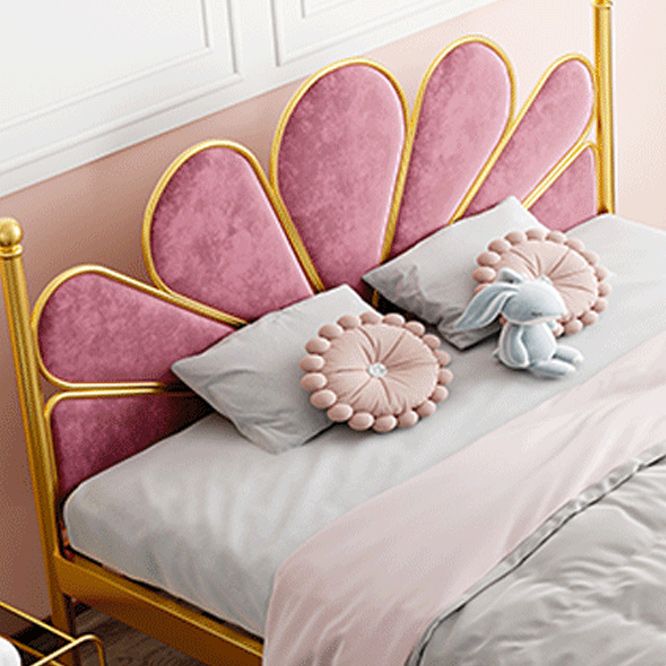 Letto standard in acciaio glam con testiera rivestita, letto a pannello alto 47 "