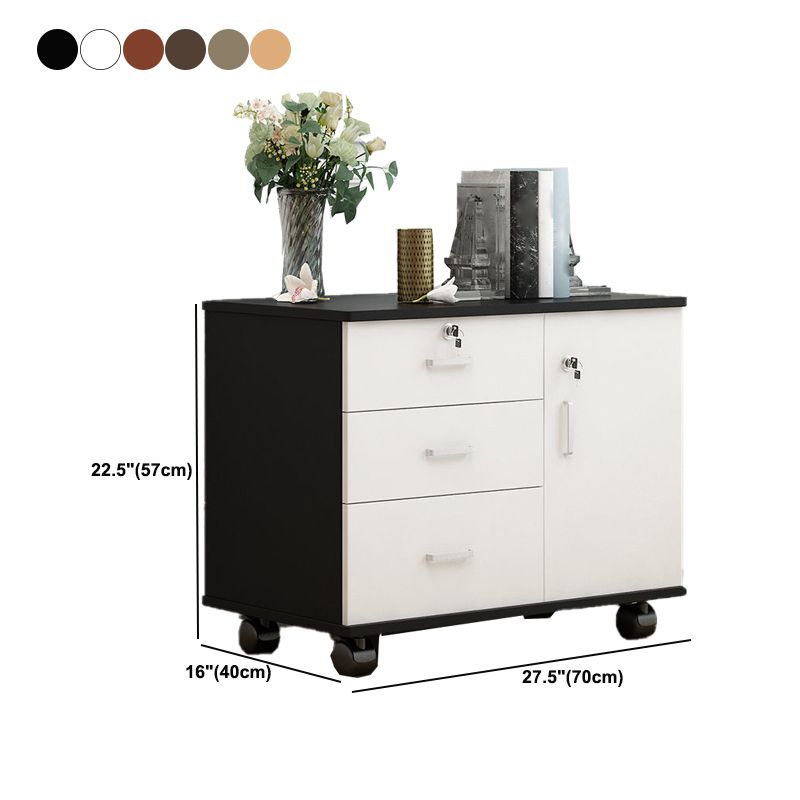 Armoire latérale moderne armoire à accent en bois avec 1 porte et 3 tiroirs