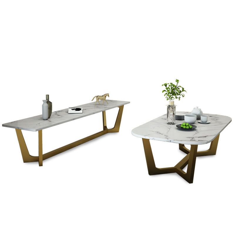 Glam Schraag salontafel Wit marmeren koffiecocktailtafel