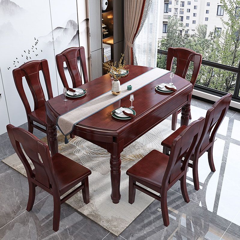 Traditional Oak Dining Table Extendable Dining Table for Kitchen Clearhalo 'Dining Tables & Seating' 'Dining Tables' 'dining_table' 'furn' 'furn_dining_table' 'Furniture' 'Kitchen & Dining Furniture' 1200x1200_fdfca564-8224-47b9-acc2-7e37fd3be569