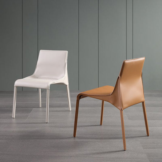 Faux Leather Contemporary Armless Chair Home Metal Dining Chair
