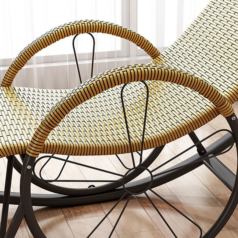 Modern Spindle Rocking Chair Metal Frame Wheel Handrail Woven Rope ...