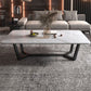 Glam Style Rectangular Slate Table with Trestle Shaped Base Design Coffee Table