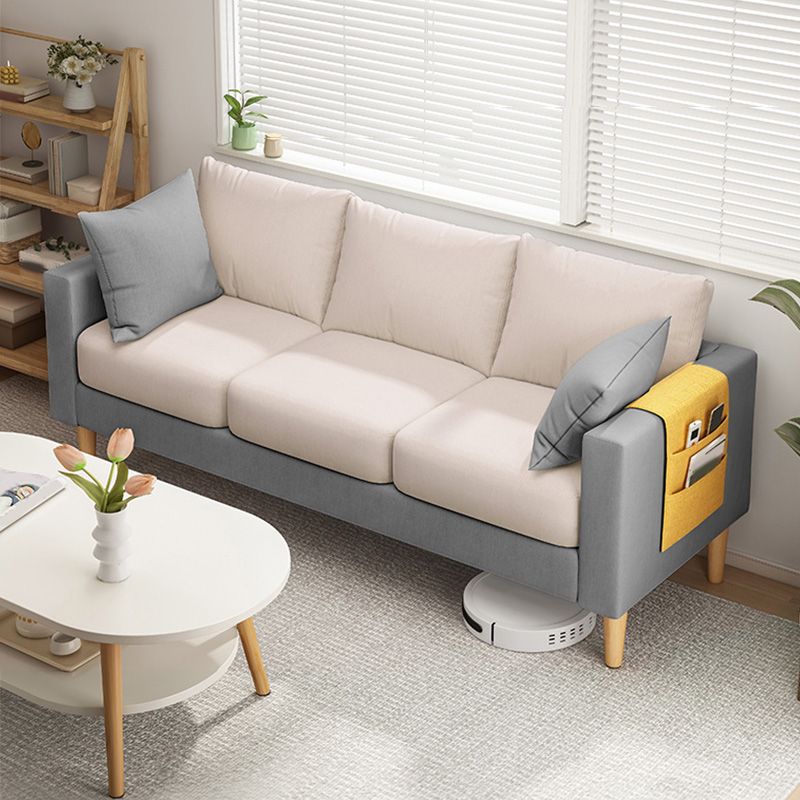 Modern Square Arm Sofa Wooden Standard Sofa for Living Room with Cushions Back Clearhalo 'furn' 'furn_sofas' 'Furniture' 'Living Room Furniture' 'Sofa' 'sofas' 1200x1200_fe03a522-3c09-4f76-be18-3bea72b46f35