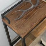 Modern 41.3"H Bar Table Black Iron Solid Wood Dining Table for Patio