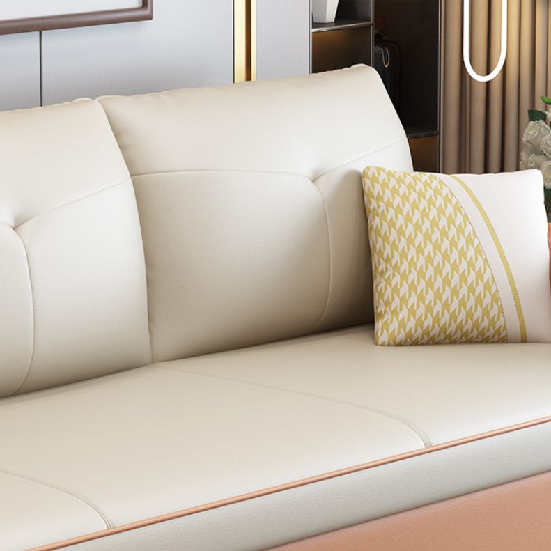 Sofá de durmiente moderno Blanco con almohada de almacenamiento Sofá de brazos cuadrados