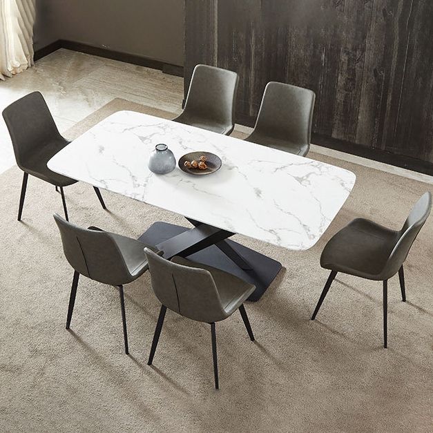 Contemporary Dining Chairs Kitchen Faux Leather Parsons Chair with Carbon Steel Legs Clearhalo ' kitchen&dining_furn' 'Dining Chairs' 'Dining Tables & Seating' 'dining_chair' 'Furniture' 'furniture_dining_chair' 'Kitchen & Dining Furniture' 'kitchen' 1200x1200_fe068b29-f0bf-48a4-89ef-94e404f94c97