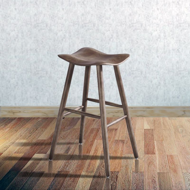 Contemporary 27.5-inch Ash Solid Wood Bar Stool with Footrest Clearhalo 'Bar Furniture' 'Bar Stools' 'bar_stools' 'furn' 'furn_bar_stools' 'Furniture' 'Kitchen & Dining Furniture' 1200x1200_fe0af702-e434-4925-a9ef-47f0091a47e5