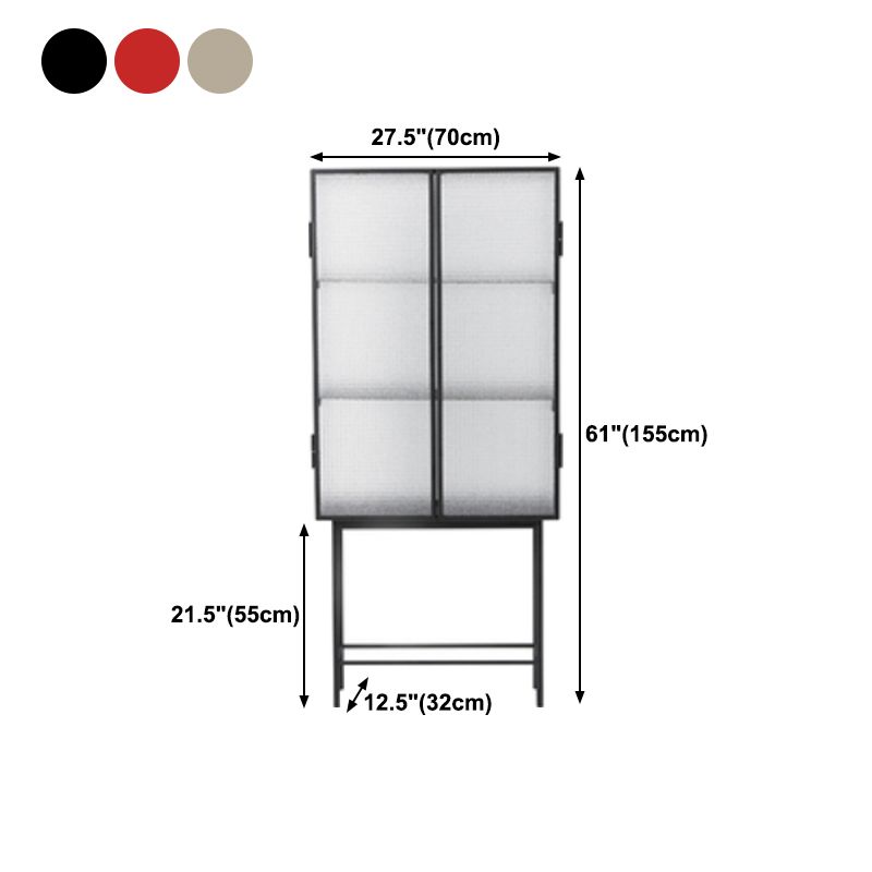 61"H Modern Iron Dining Server Glass Doors Cabinets Sideboard for Living Room Clearhalo 'buffet_sideboard' 'Buffets & Sideboards' 'furn' 'furn_buffet_sideboard' 'Furniture' 'Kitchen & Dining Furniture' 1200x1200_fe0da959-522a-41da-ae3d-c9735776a8e0