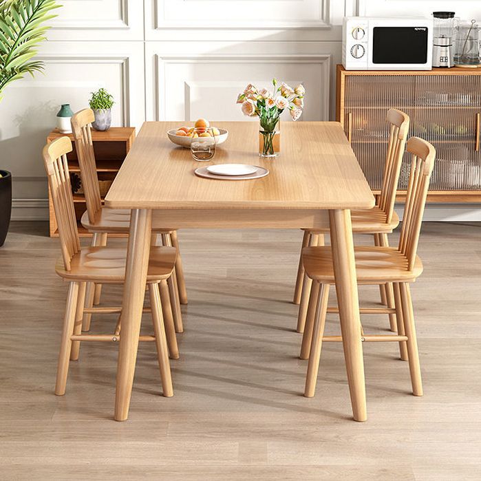Contemporary Wooden Dining Table Rectangle Table with Wood Legs for Home Use Clearhalo 'Dining Tables & Seating' 'Dining Tables' 'dining_table' 'furn' 'furn_dining_table' 'Furniture' 'Kitchen & Dining Furniture' 1200x1200_fe0fd878-fafb-4832-89e6-875b60f594ba