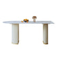 Stone Top Dining Table Modern Dining Table with Sled Base in White