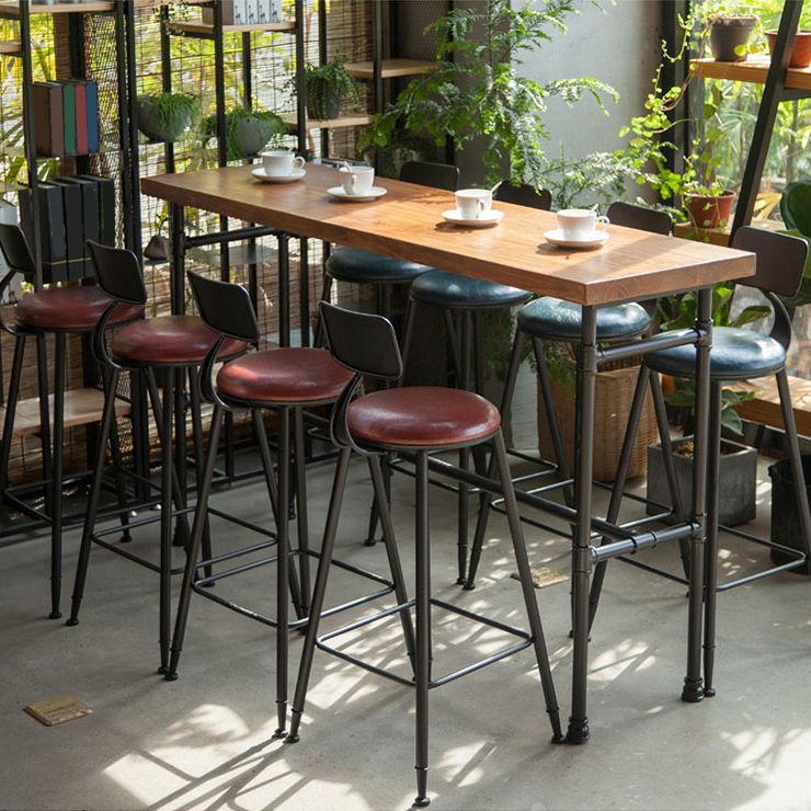 Sgabelli da bar industriali in finta pelle in pelle con zampe metalliche