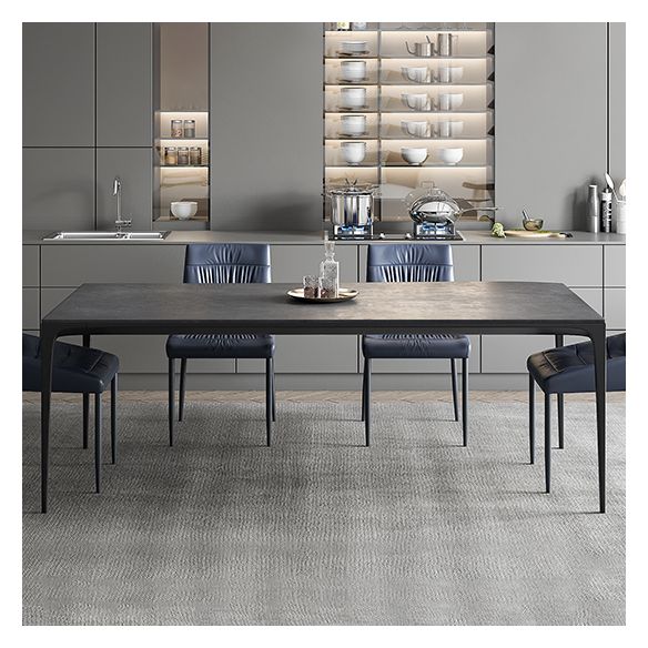 Industrial Sintered Stone Dining Table 4 Legs Solid Aluminum Alloy Base Rectangle Table for Home Clearhalo ' dining_table' 'Dining Tables & Seating' 'Dining Tables' 'furn' 'furn_dining_table' 'Furniture' 'furniture_dining_table' 'Kitchen & Dining Furniture' 'kitchen&dining_furn' 'kitchen' 'kitchen_dining_table' 1200x1200_fe124959-9345-4a8a-ba17-524f3a0bae04