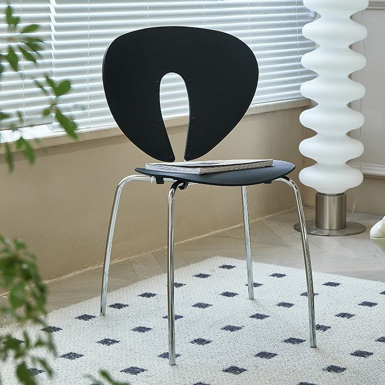 Moderne open rug plastic eetkamer zilveren been eetstoel