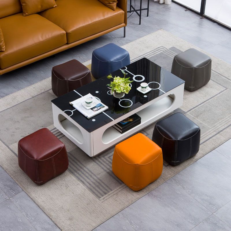 Mid-Century Modern Ottoman Genuine Leather Upholstered Solid Color Square Ottoman Clearhalo 'furn' 'furn_ottomans_poufs' 'Furniture' 'Living Room Furniture' 'Ottomans & Poufs' 'ottomans_poufs' 1200x1200_fe1716b7-5e3a-41e1-a919-197300213a5b