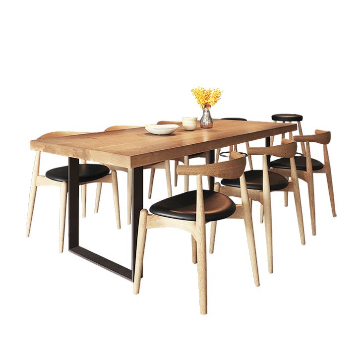 Table à manger en bois massif Table rectangulaire industrielle avec base luge