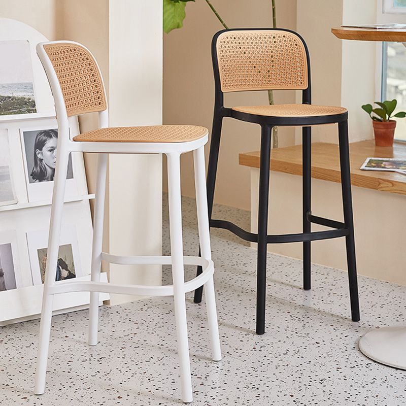 Modern Backrest Armless Counter Stool Plastic Hight Stool with 4 Legs