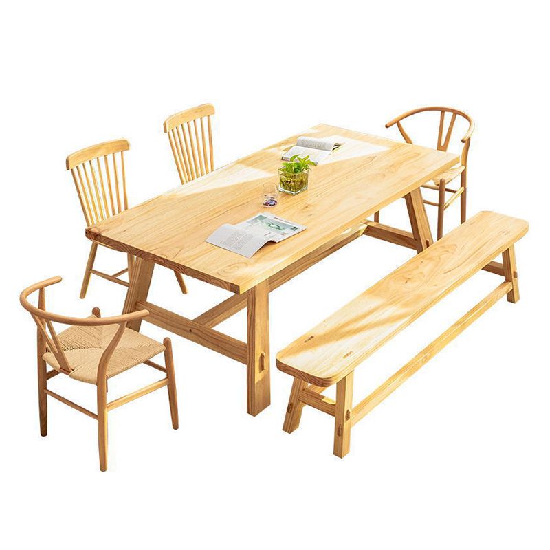 Rectangle Trestle Base Dining Table Modern Pine Wood Table for Kitchen Clearhalo 'Dining Tables & Seating' 'Dining Tables' 'dining_table' 'furn' 'furn_dining_table' 'Furniture' 'Kitchen & Dining Furniture' 1200x1200_fe19174d-5626-45aa-9112-4418f8628268