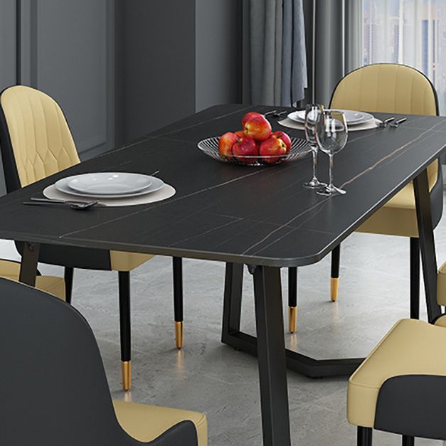 Sintered Stone Top Industrial Table for Restaurant Rectangle Dining Table Double Pedestal Clearhalo 'Dining Tables & Seating' 'Dining Tables' 'dining_table' 'furn' 'furn_dining_table' 'Furniture' 'furniture_dining_table' 'Kitchen & Dining Furniture' 'kitchen' 'kitchen_dining_table' 1200x1200_fe1a9d6a-4680-4286-9143-ddd7e899c2da