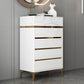 Cómoda de dormitorio Glam Stone, cómoda de almacenamiento de 16" de ancho en blanco con cajones
