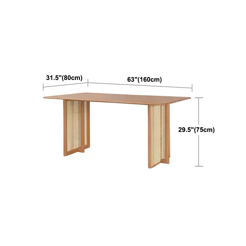 Rectangle Brown Dining Table Solid Wood Dining Table with Double Pedestal Base Clearhalo ' dining_table' 'Dining Tables & Seating' 'Dining Tables' 'furn' 'furn_dining_table' 'Furniture' 'furniture_dining_table' 'Kitchen & Dining Furniture' 'kitchen&dining_furn' 'kitchen' 'kitchen_dining_table' 1200x1200_fe1e1c8d-ef16-48f6-8d27-3e33bca58e87