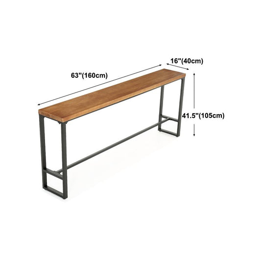 Brown Modern Style Rectangle Bar Table in Metal and Wood Table Cafe Bar Table Clearhalo 'Bar Furniture' 'Bar Tables' 'bar_tables' 'furn' 'furn_bar_tables' 'Furniture' 'furniture_bar_tables' 'Kitchen & Dining Furniture' 1200x1200_fe1e89b8-6a3c-4330-9b72-e0b650e00745