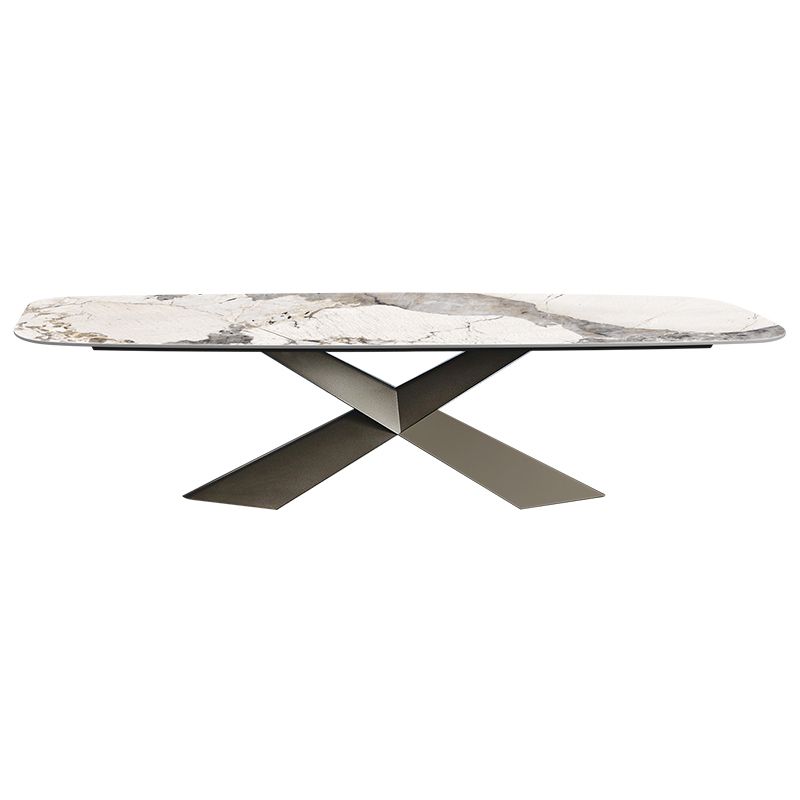 Metal Traditional Luxury Rectangular Dining Table Sintered Stone Dining Table with Pedestal Base Clearhalo ' dining_table' 'Dining Tables & Seating' 'Dining Tables' 'furn' 'furn_dining_table' 'Furniture' 'furniture_dining_table' 'Kitchen & Dining Furniture' 'kitchen&dining_furn' 'kitchen' 'kitchen_dining_table' 1200x1200_fe1f8150-619c-469f-8268-d0b15b71aba9
