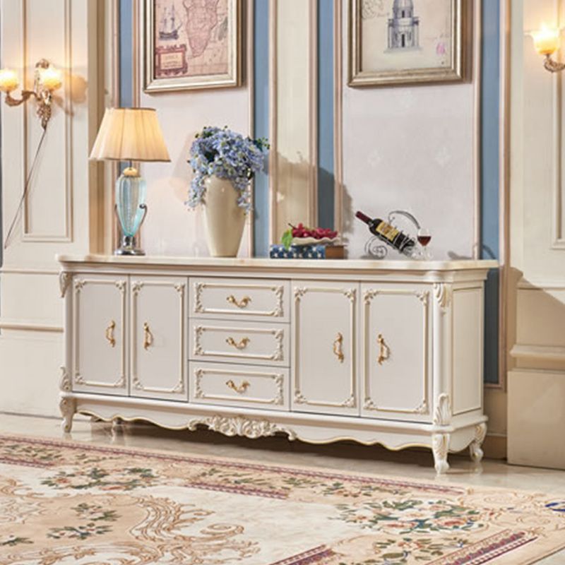 Sideboard glam in legno di gomma bianca con soggiorno a 2 porte