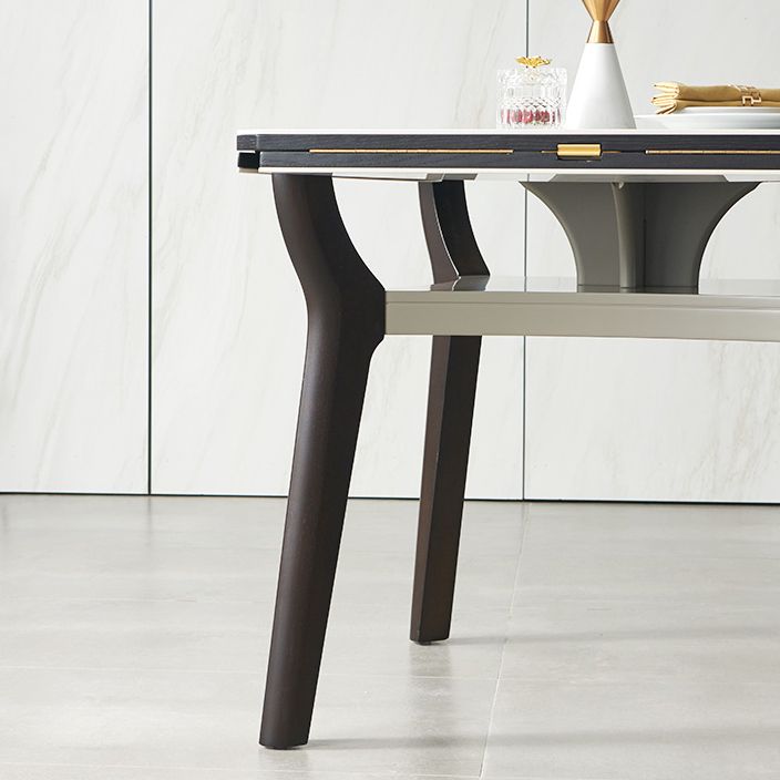 Modern Extendable Stone Drop Leaf Folding Square Dining Table for Dining Room Clearhalo 'Dining Tables & Seating' 'Dining Tables' 'dining_table' 'furn' 'furn_dining_table' 'Furniture' 'Kitchen & Dining Furniture' 1200x1200_fe2378da-7330-4742-9025-724800571bf1