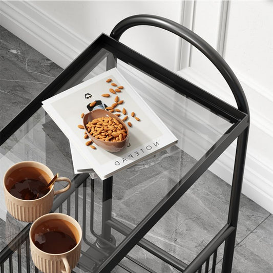 Top di vetro moderno con tavolino accento per il soggiorno a doppio livello di archiviazione